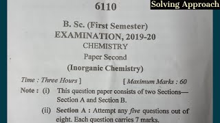 Bsc 1st sem201920Inorganic Chemistry Previous Year Question Paper [upl. by Crescint]