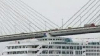 Luxury cruise liner collides with bridge in China [upl. by Hauhsoj]