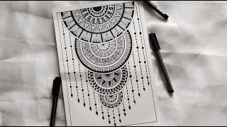 How to Draw Mandala Art  SemiCircle Mandala  How to draw Mandala for Beginners  Easy mandala [upl. by Seel]