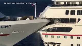 Carnival Glory strikes Carnival Legend in Cozumel Mexico [upl. by Kuth]