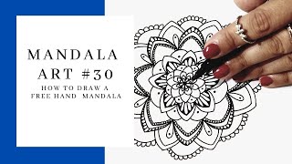 STEP BY STEP TUTORIAL  How to draw a Free Hand Mandala MANDALA ART 30 [upl. by Renee]