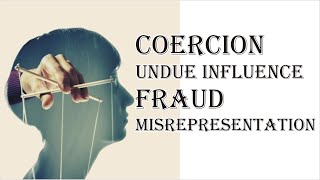 Coercion Undue Influence Fraud Misrepresentation  Indian Contract Act 1872  Law Guru [upl. by Frodi960]