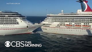 Carnival cruise ships collide at Mexican port [upl. by Kipton]