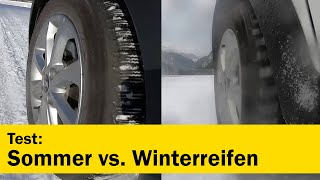 Vergleich Sommerreifen vs Winterreifen  ÖAMTC Fahrtechnik [upl. by Nhguavoj]