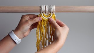 DIY Macrame SemiCircle Wall Hanging  Adding Colour [upl. by Lemire294]