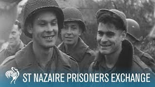 American amp German Prisoners Exchange At St Nazaire 1944  British Pathé [upl. by Lobel]