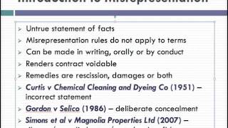 Misrepresentation Lecture 1 of 4 [upl. by Marcie841]