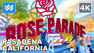 4K 2022 Rose Parade Float Viewing in Pasadena California  New Year Walking Tour 🎧 Binaural Sound [upl. by Aliet750]